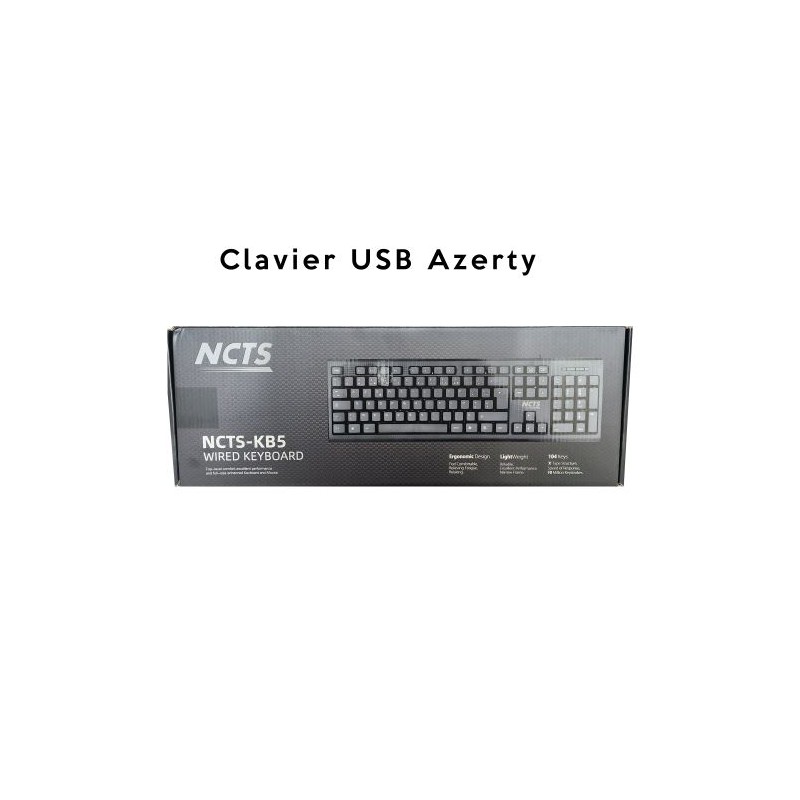 Clavier USB Filaire - NCTS-KB5 - Multimedia - Azerty - Numérique - Noir