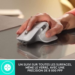 Logitech MX Master 3S - Souris Sans Fil - Ultra-Rapide - Ergonomique - DPI 8K - USB-C - Gris Clair