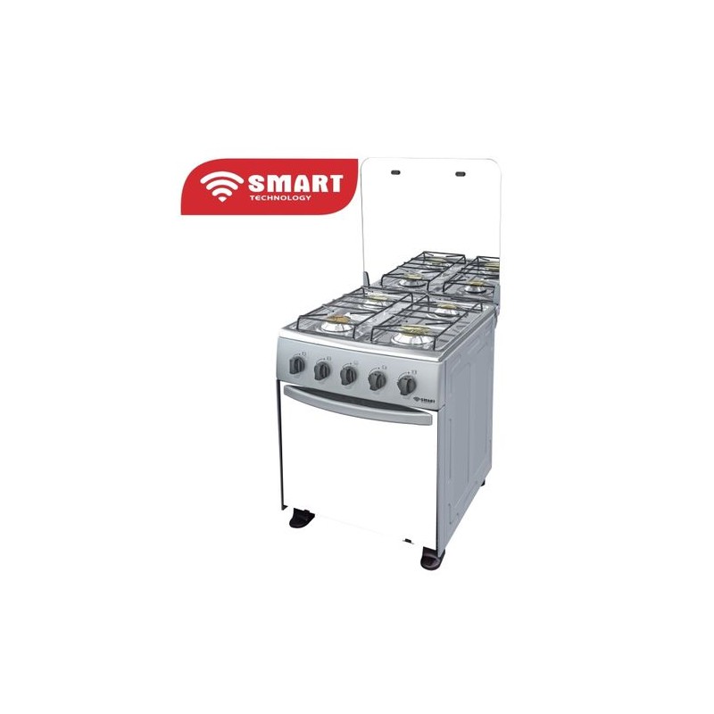 SMART TECHNOLOGY Cuisinière à Gaz - 4 Feux Avec Four - STC-5050SA - 50 X 50 Cm – Inox