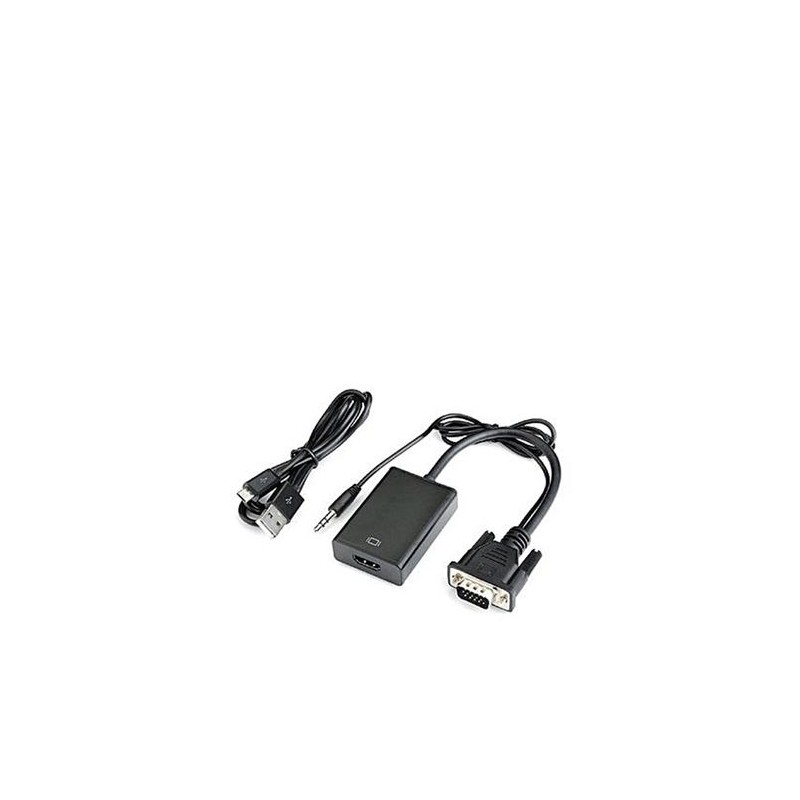 Câble Adaptateur Convertisseur VGA Mâle Vers HDMI Femelle Sortie 1080 P HD+Audio TV AV HDTV - Noir