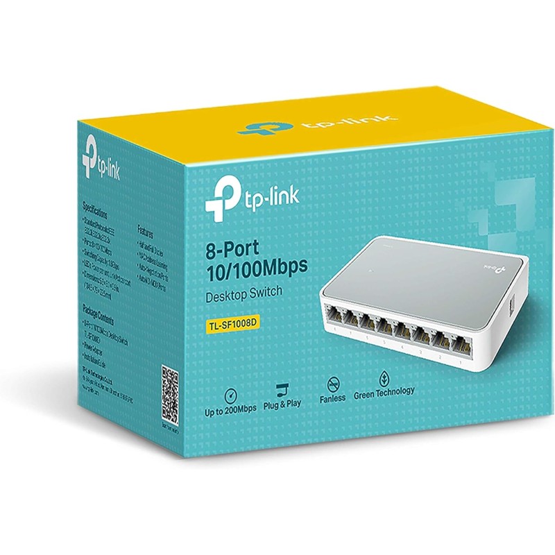 Commutateur Ethernet rapide TP-Link 8 ports 10/100 Mbps, répartiteur Ethernet de bureau, hub Ethernet, Plug and Play