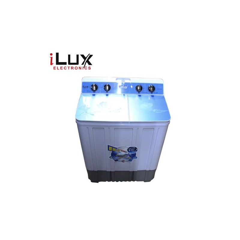 Ilux Machine à Laver Semi-Auto - Double Bac - Lavage 6Kg - Essorage 5.3KG - Blanc