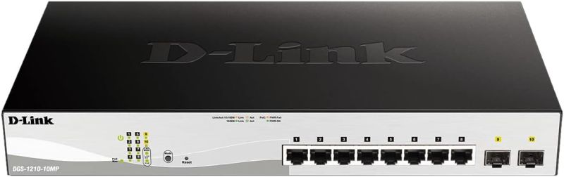 D-Link DGS-1210-10MP/E Switch Smart+ 8 Ports Gigabit PoE/PoE+