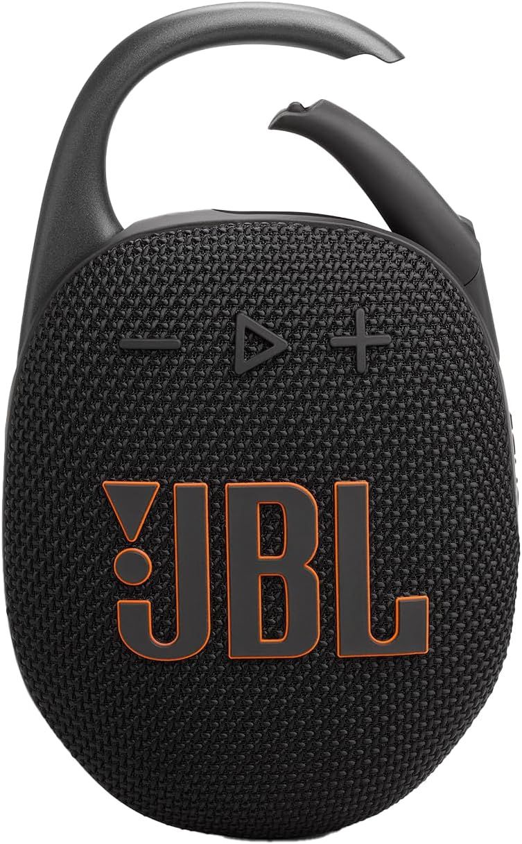 JBL Clip 5, Enceinte Bluetooth ultra-portable, mousqueton intégré, son JBL Pro, basses percutantes, 12 heures d'autonomie, fonction Playtime Boost, résistante à l'eau et à la poussière IP67