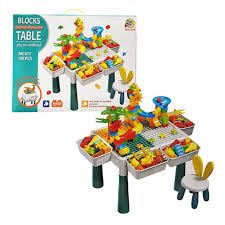 Table d'Activités Multifonctionnelle pour Enfants avec Chaise et 105 Blocs