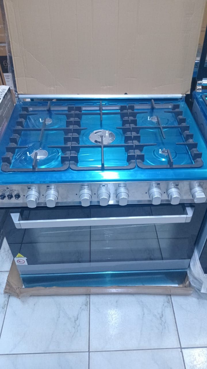 Cuisinière à Gaz 5 Feux - Gris Métallisé/Inox - Grand Format