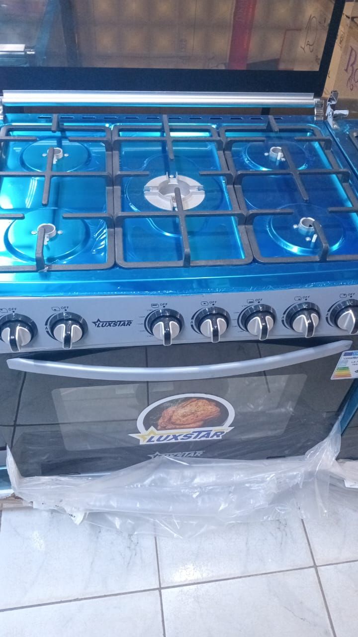 Cuisinière à Gaz Luxstar 5 Feux - Inox et Noire - Grand Four