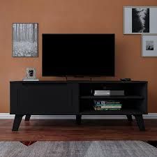 Meuble TV Scandinave « Oslo » Noir Mat avec Rangement