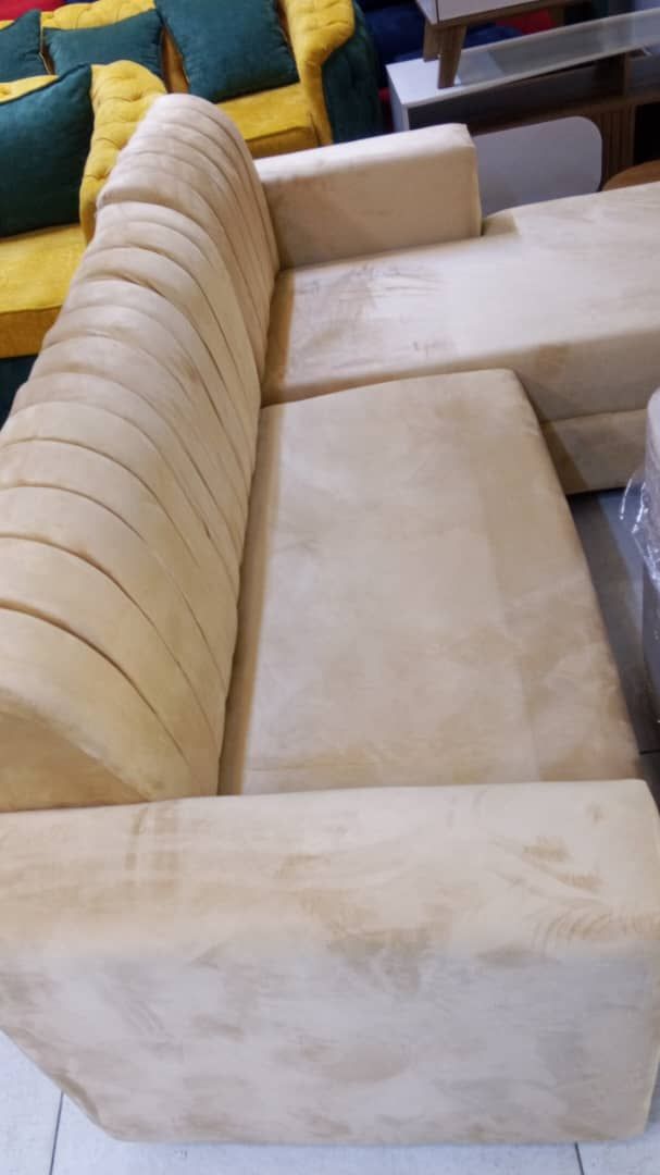 Canapé d'angle modulable Velours Beige "Swift Plus"